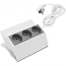 Πολύπριζο 3 Θέσεων Με Μανταλάκι & Καλώδιο 3x1mm 1.5m Λευκό 47003